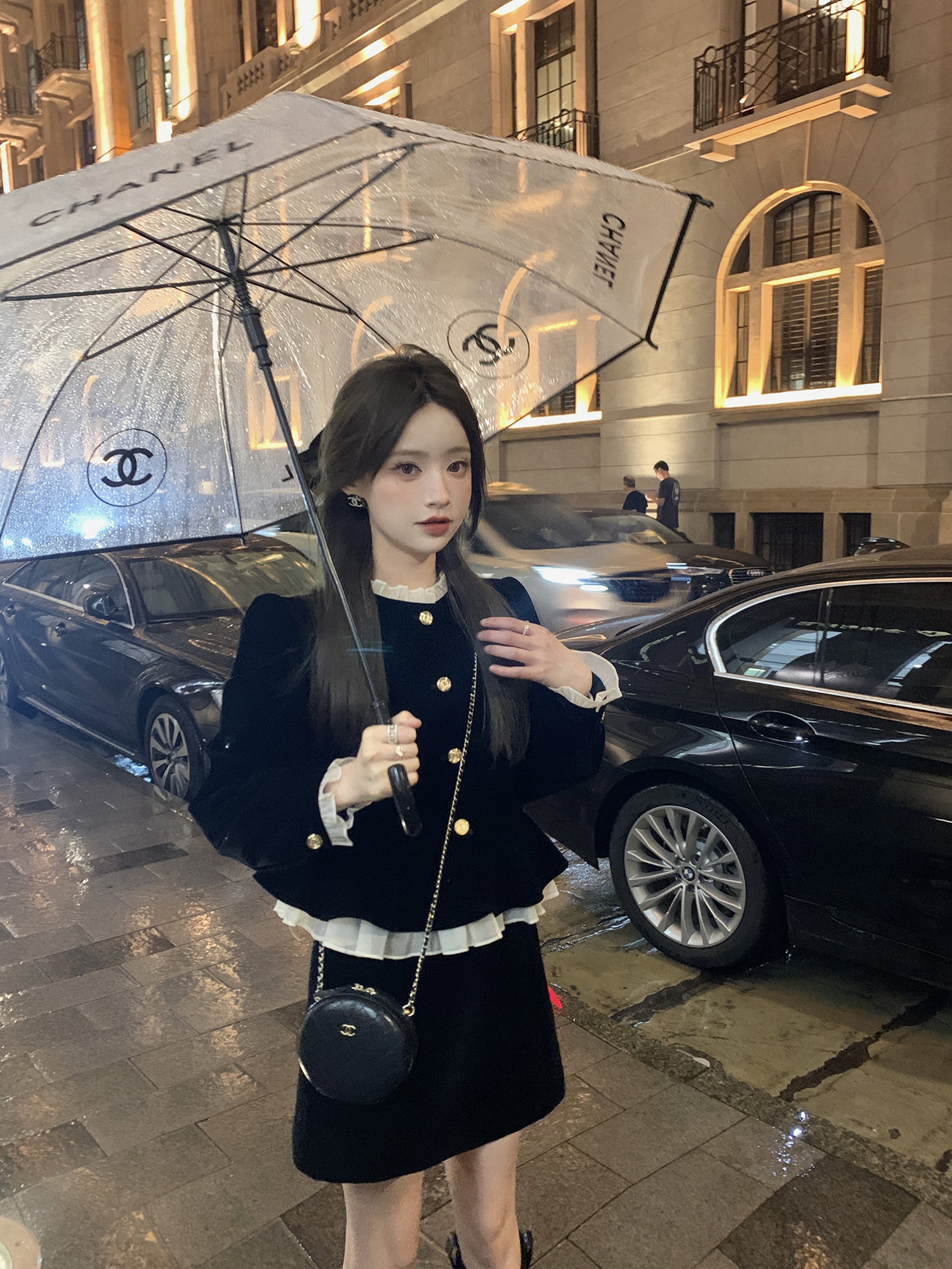 Zzhen珍珍家娃娃领丝绒半裙套装