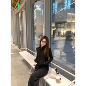 Zzhen珍珍休闲舒适慵懒感老钱风立领德绒卫衣套装 小个子两件套