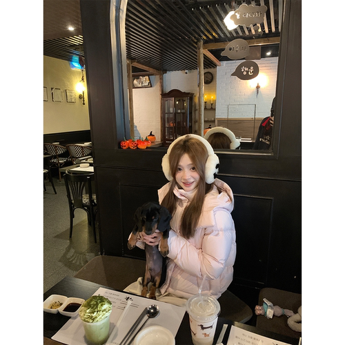 珍珍家 Lu4格甜嫩系连帽可拆卸白鸭绒泡芙羽绒服保暖短款羽绒外套