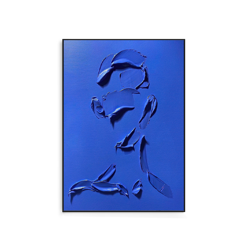 克莱因蓝色挂画入户玄关画人物抽象装饰画肌理客厅壁抽象艺术油画 家居饰品 现代装饰画 原图主图