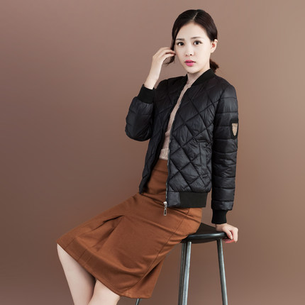 棉衣女短款大码棒球服加棉外套女2017秋冬新休闲轻薄棉衣棉外套女