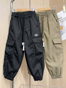 男童加绒工装裤2025新款冬季中大童加厚休闲裤儿童百搭一体绒裤子