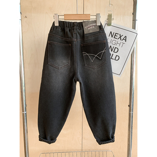 儿童加厚老爹裤 男童加绒牛仔裤 中大童保暖帅气长裤 2025新款 潮 冬季