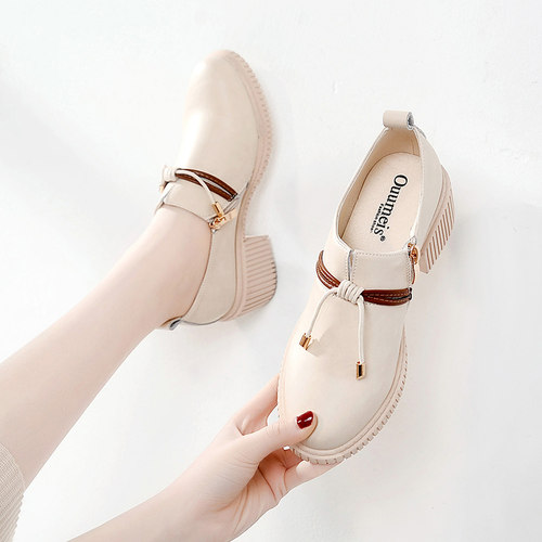 英伦风厚底粗跟真皮单鞋粗跟