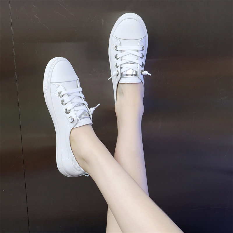 小白鞋韩版平底软底系带单鞋