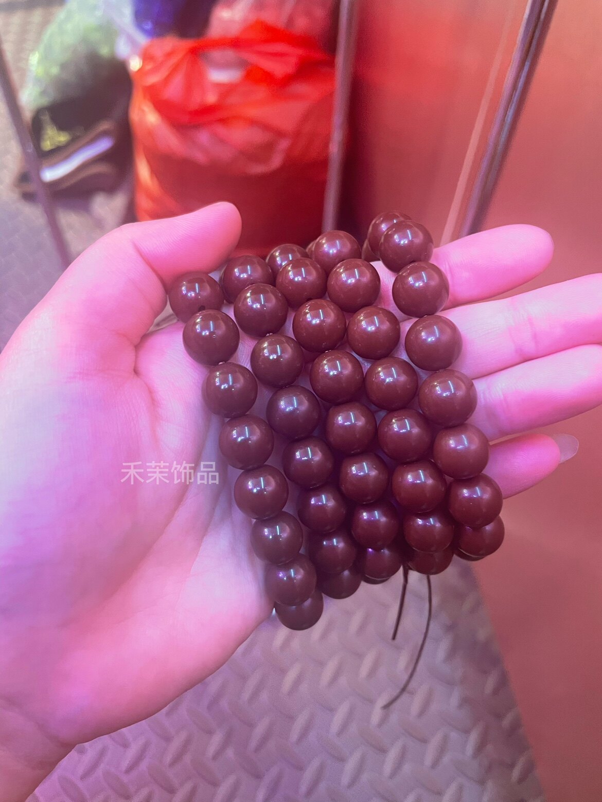 阿拉善巧克力麦丽素手串手链圆珠散珠百搭抖音同款
