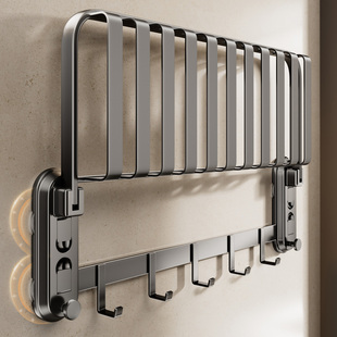 吸盘卫生间浴巾架免打孔浴室毛巾架置物架洗手间单层式 一体收纳架