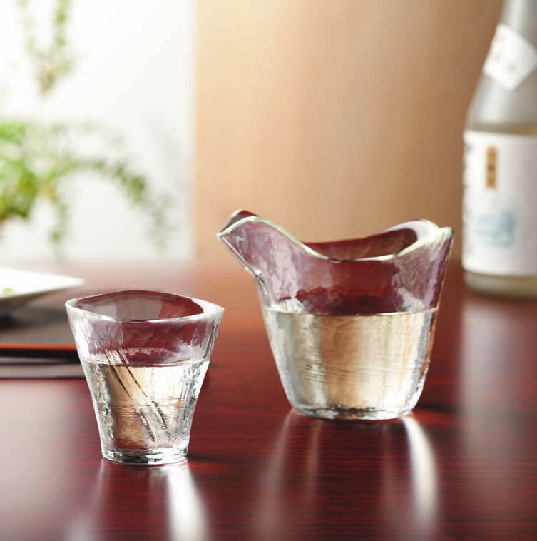 日本原装进口石硝子aderia津轻手工烧酒杯清酒杯玻璃白酒杯酒壶
