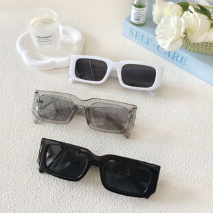 男生街拍小框方形时尚休闲太阳镜女潮流模特走秀防晒遮阳个性墨镜