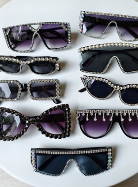 黑色系带砖大框女士太阳镜欧美潮