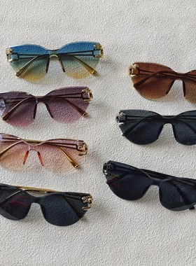 2025新款跨境无框猫眼墨镜欧美女