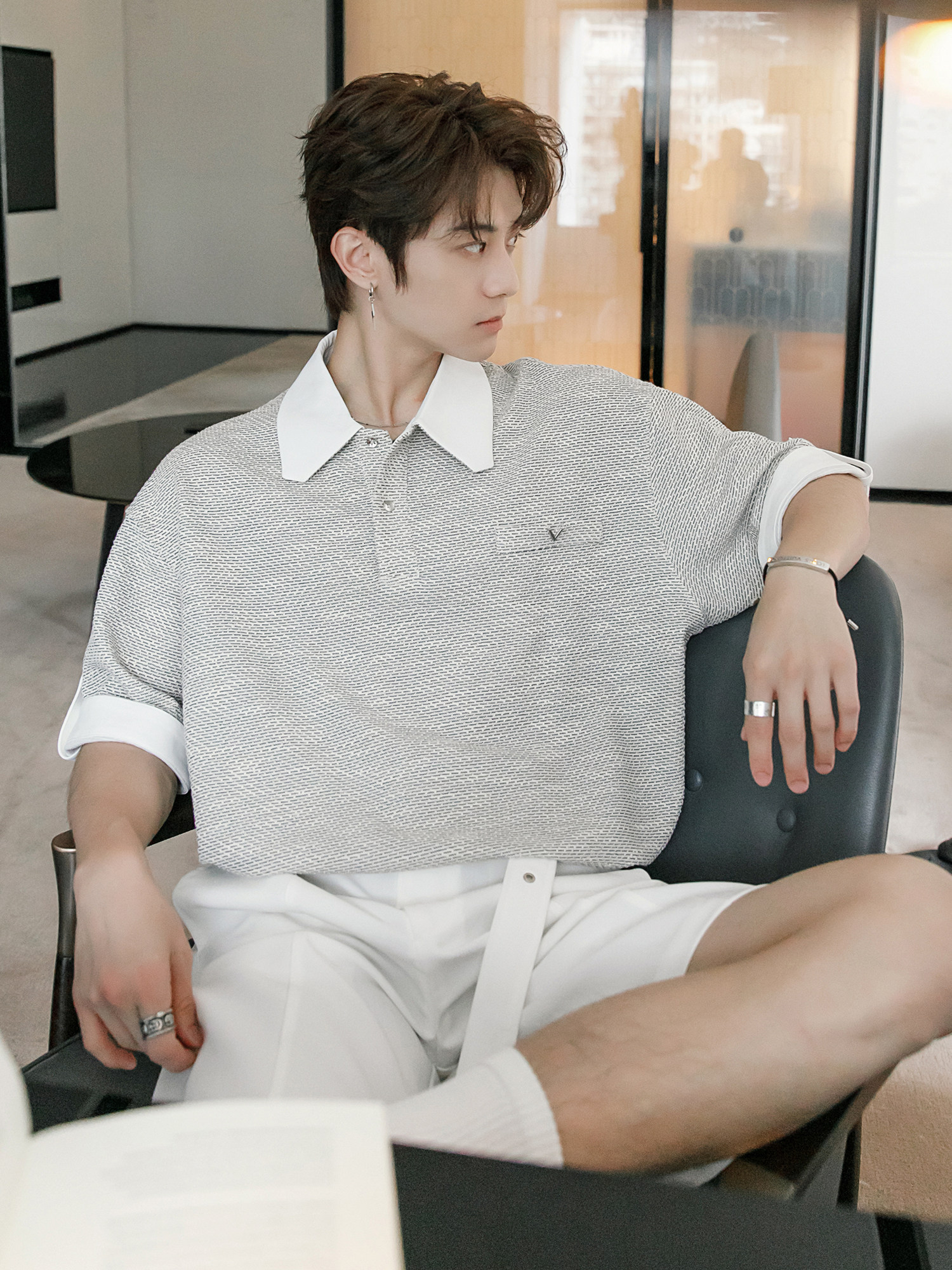 CHICERRO SICILY MENS SUMMER LAPEL TEXTURE HANDSOME MENS POLO SHIRT PREMIUM SHORT SLEEVE T-SHIRT