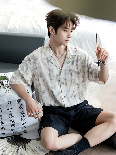 Чикерро Сицилия Тонкая новая китайская рубашка в стиле китайского стиля мужская дышащая легкая роскошная дизайн топ -модный