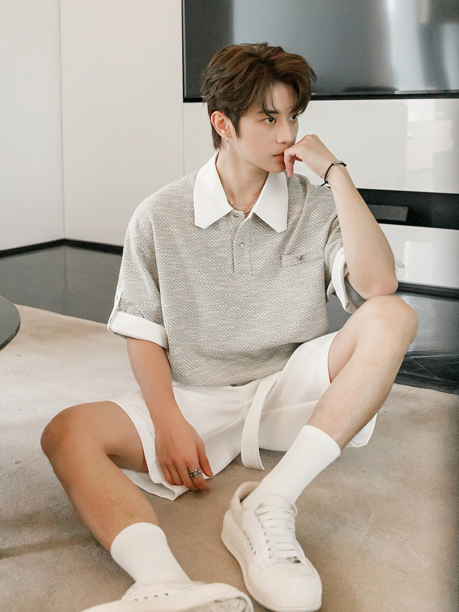 CHICERRO SICILY MENS SUMMER LAPEL TEXTURE HANDSOME MENS POLO SHIRT PREMIUM SHORT SLEEVE T-SHIRT