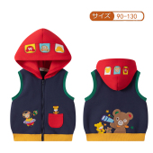 儿童加绒马甲秋冬款 男女童连帽坎肩幼儿园保暖背心中小童马甲薄绒