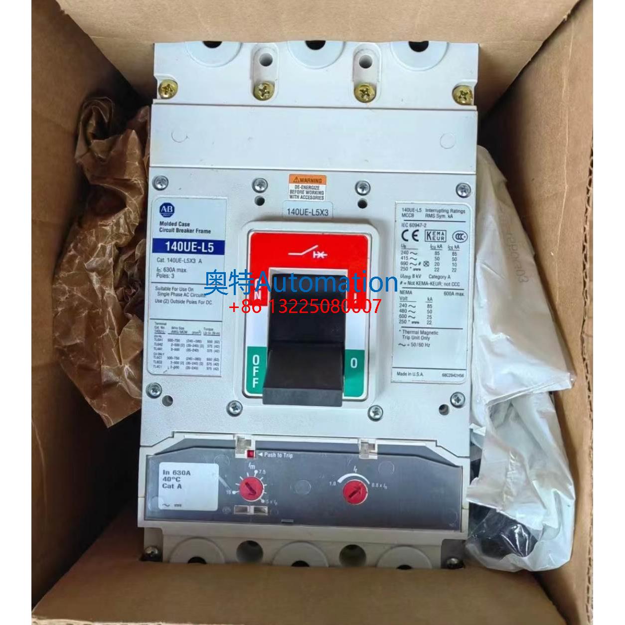 AB罗克韦尔塑壳断路器140UE-L5F3-D63 140UE-L5 3P 630A固定式议
