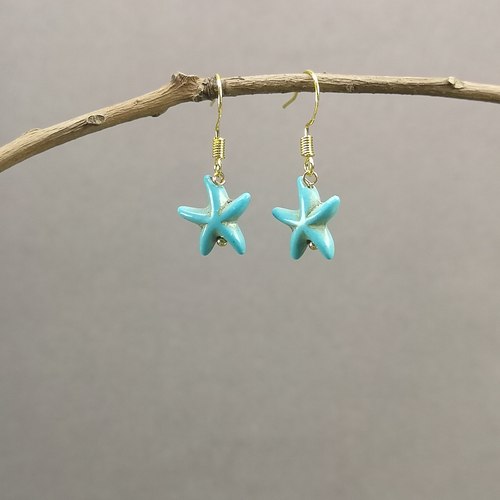 福利区 新中式复古绿松石925银镀金简洁时尚小众特色耳饰