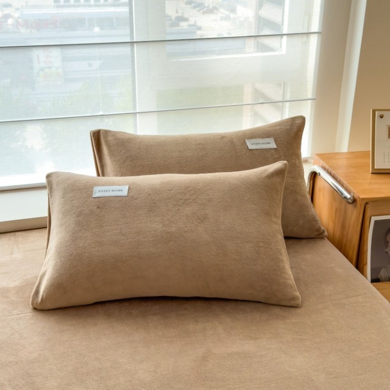 咖啡色牛奶绒枕套一对装冬季加厚珊瑚绒法兰绒棕卡奶茶咖色枕芯套,床上用品,枕套,淘宝优惠券,粉丝福利购,淘宝优惠卷
