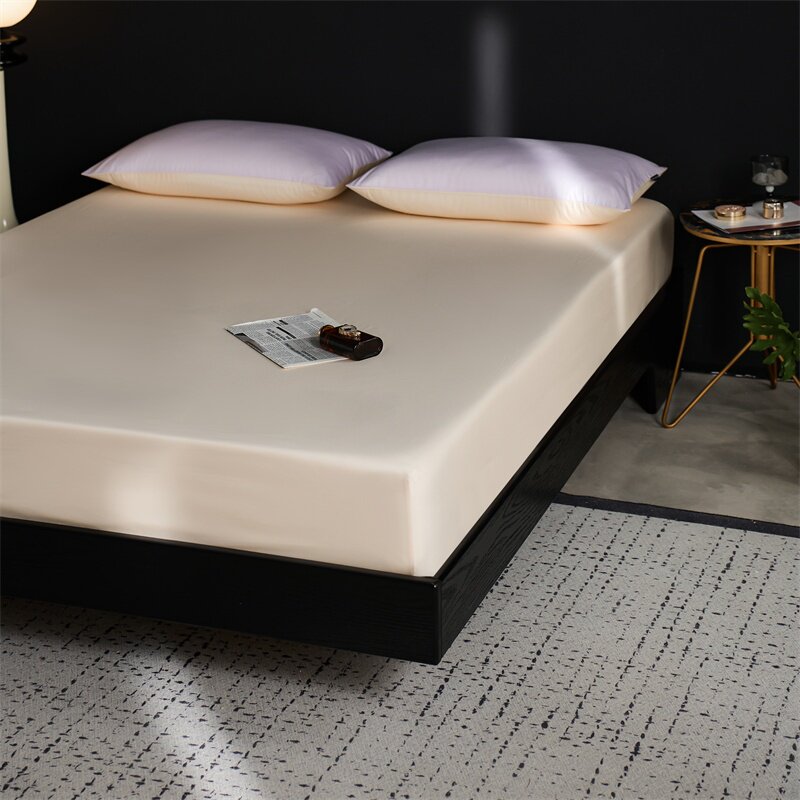 奶昔白米白色全棉高端100支长绒棉床笠单件纯棉席梦思床垫保护套