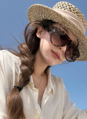 复古大框2026春夏防晒飞行员玳瑁茶墨镜百搭显脸小方圆脸太阳眼镜