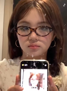 美呆了小框玳瑁色猫眼麻吉拉联名mm111近视眼镜架男女装饰平光镜