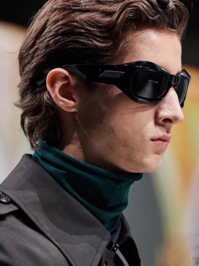 未来科技质感拉满小头围异型高级黑白大墨镜凹造型拽酷太阳眼镜绿