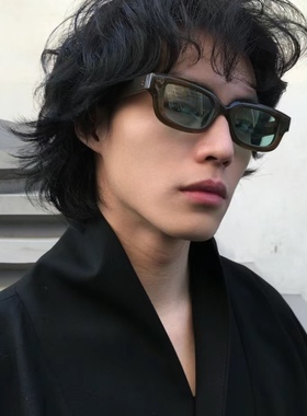 时而高冷复古小窄框棕榈绿ins风简约搞怪拍照墨镜uv400防晒太阳镜