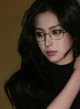 纯欲日系复古简约银丝平光眼镜原宿风长方形小框学生近视可配度数