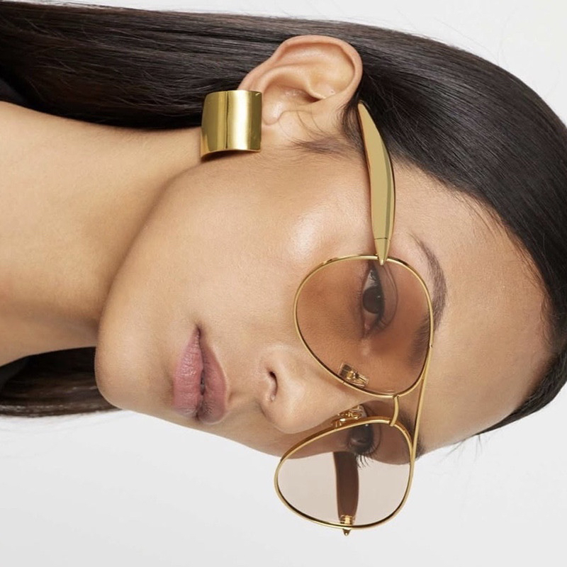 新潮欧美复古蛤蟆形茶色太阳眼镜金属大框遮阳防晒显脸小时尚墨镜