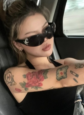 帅爆了美式一体无框复古墨镜Y2K五角星辣妹连体太阳眼镜防紫外线