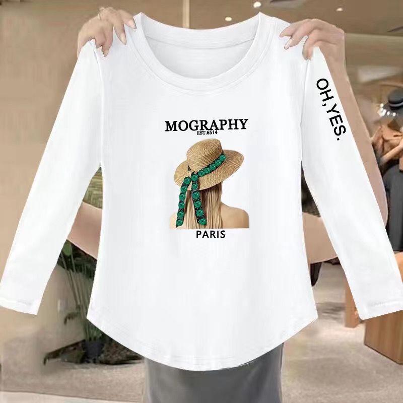 长袖韩版薄款印花纯棉女内搭