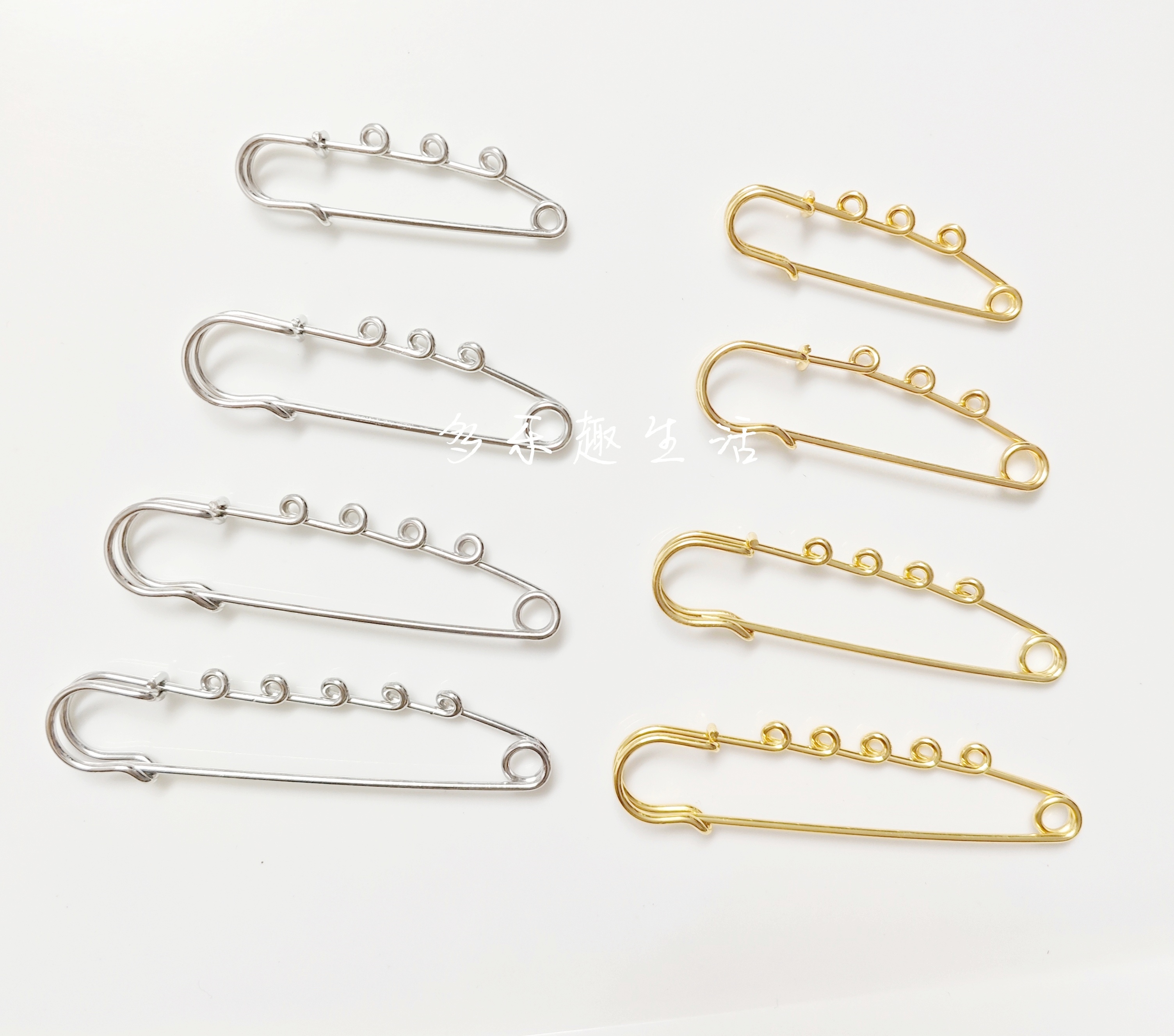 DIY大别针胸针扣三圈五圈环保色镀金diy饰品手工配件材料带吊环