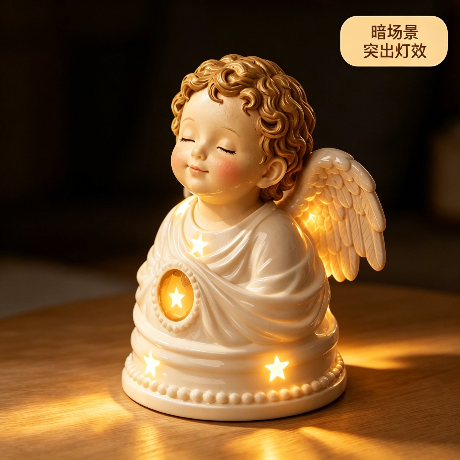复古美式法式小天使台灯床头柜学习卧室睡眠触摸小夜灯装饰品摆件