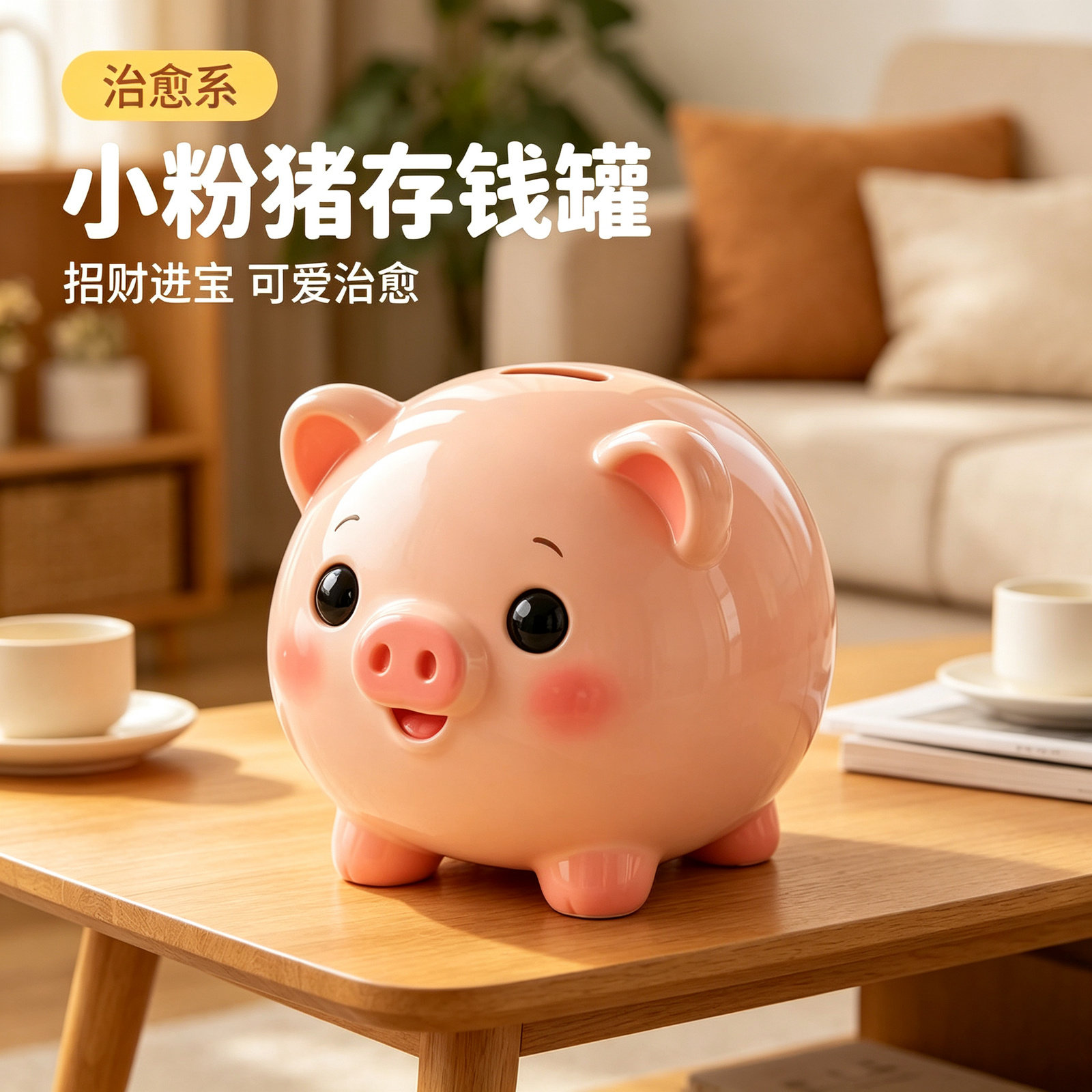 创意小胖猪储蓄罐创意儿童成人通用存钱罐只进不出大容量儿童摆件