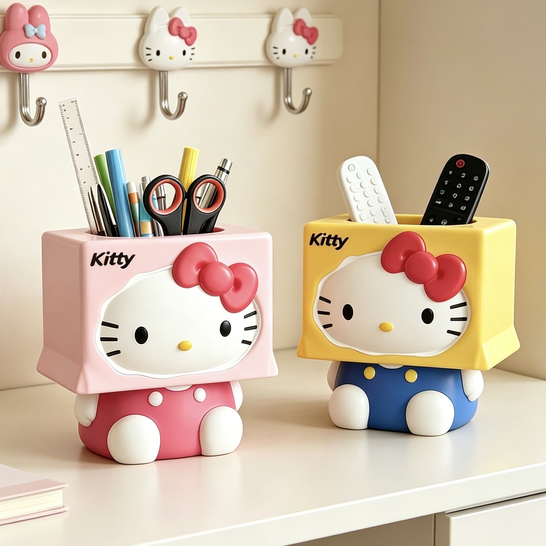 创意卡通HelloKitty学生文具笔筒收纳盒新居收纳客厅遥控器整理盒