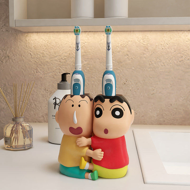 2024新款卡通蜡笔小新创意卫生间浴室电动牙刷架置物架子底座装饰