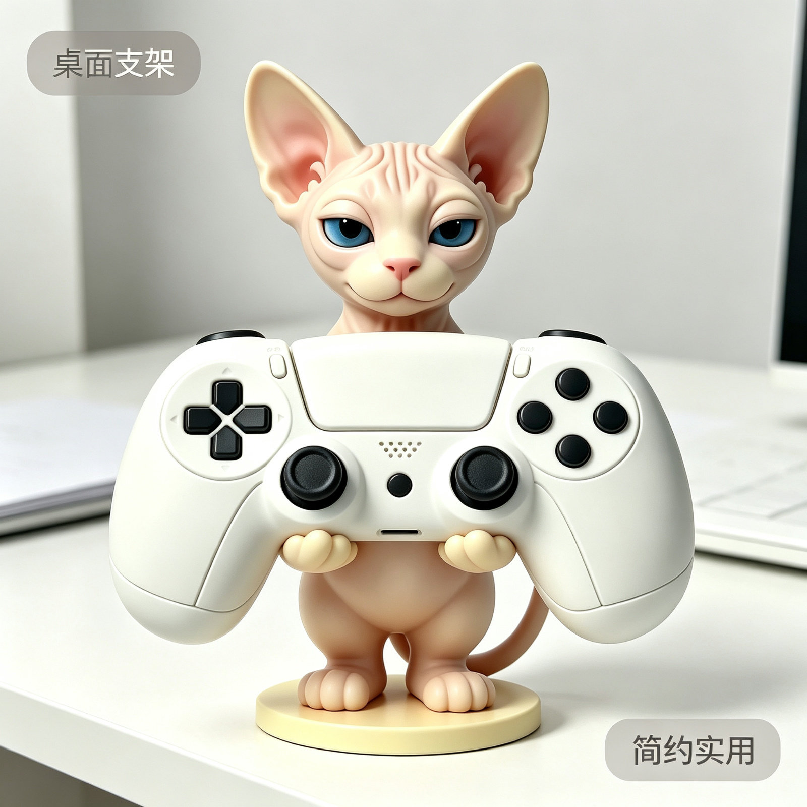 无毛猫游戏机手柄支架ps4动漫手办周边托架ps5握把置放收纳挂架子