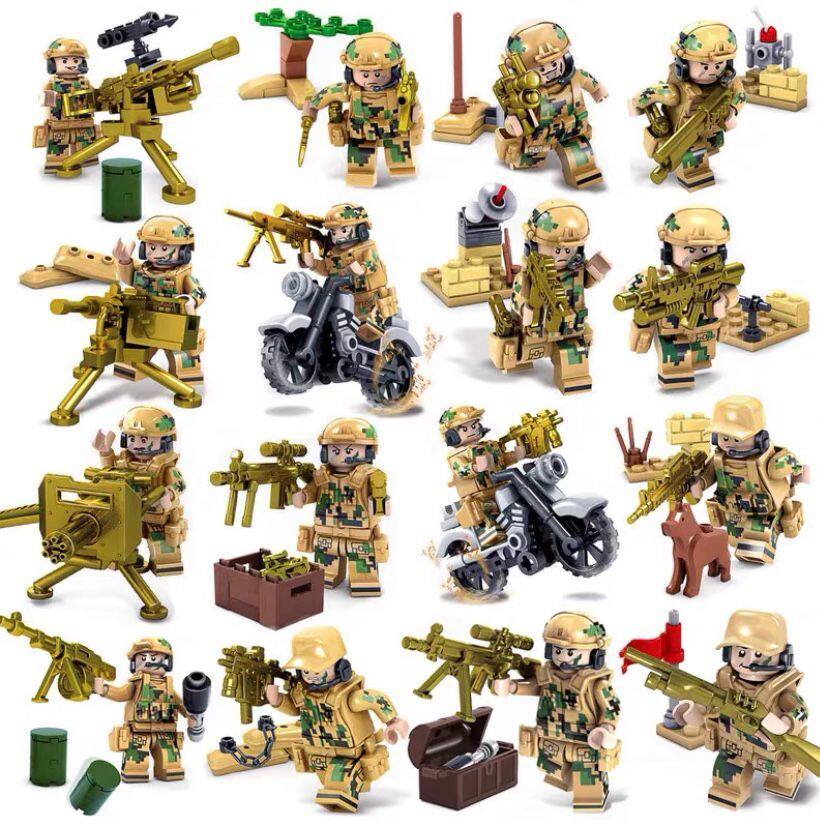 乐高军事积木狼牙特种兵小人偶加特林机枪武器拼装人仔男孩子玩具