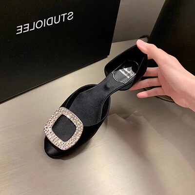 百搭休闲水钻中空单鞋女