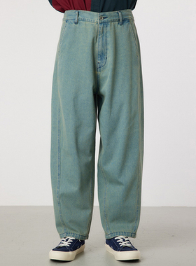 现货 潮牌RCWB 男士复古做旧水洗牛仔裤 高腰立体直筒设计款长裤