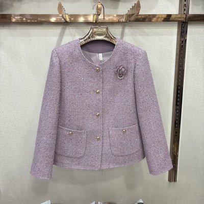 雨格A768专柜正品春季新款小香风女气质圆领单排扣休闲百搭外套潮