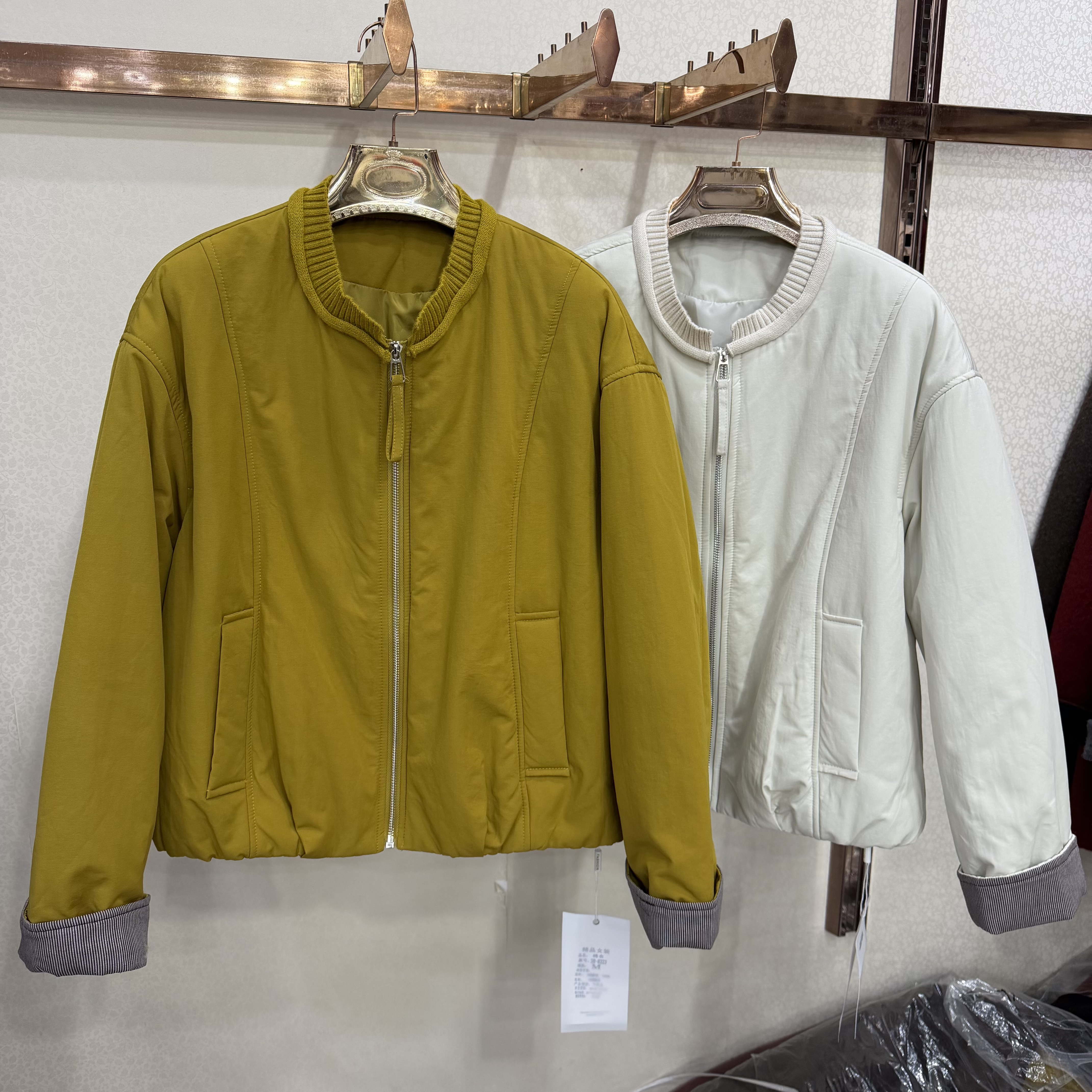 黎诗情26-8323正品立领薄棉服女2026秋冬宽松短款拉链夹棉外套潮