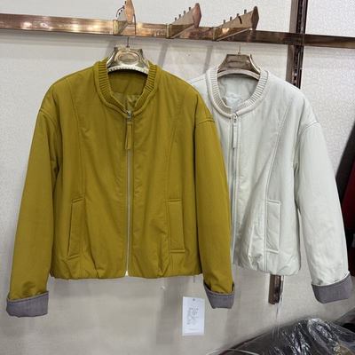 黎诗情26-8323正品立领薄棉服女2026秋冬宽松短款拉链夹棉外套潮