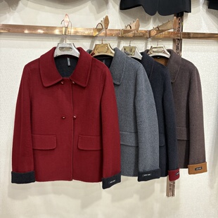 8189专柜正品妈妈短款双面呢大衣女秋冬新款高端羊毛外套时尚百搭