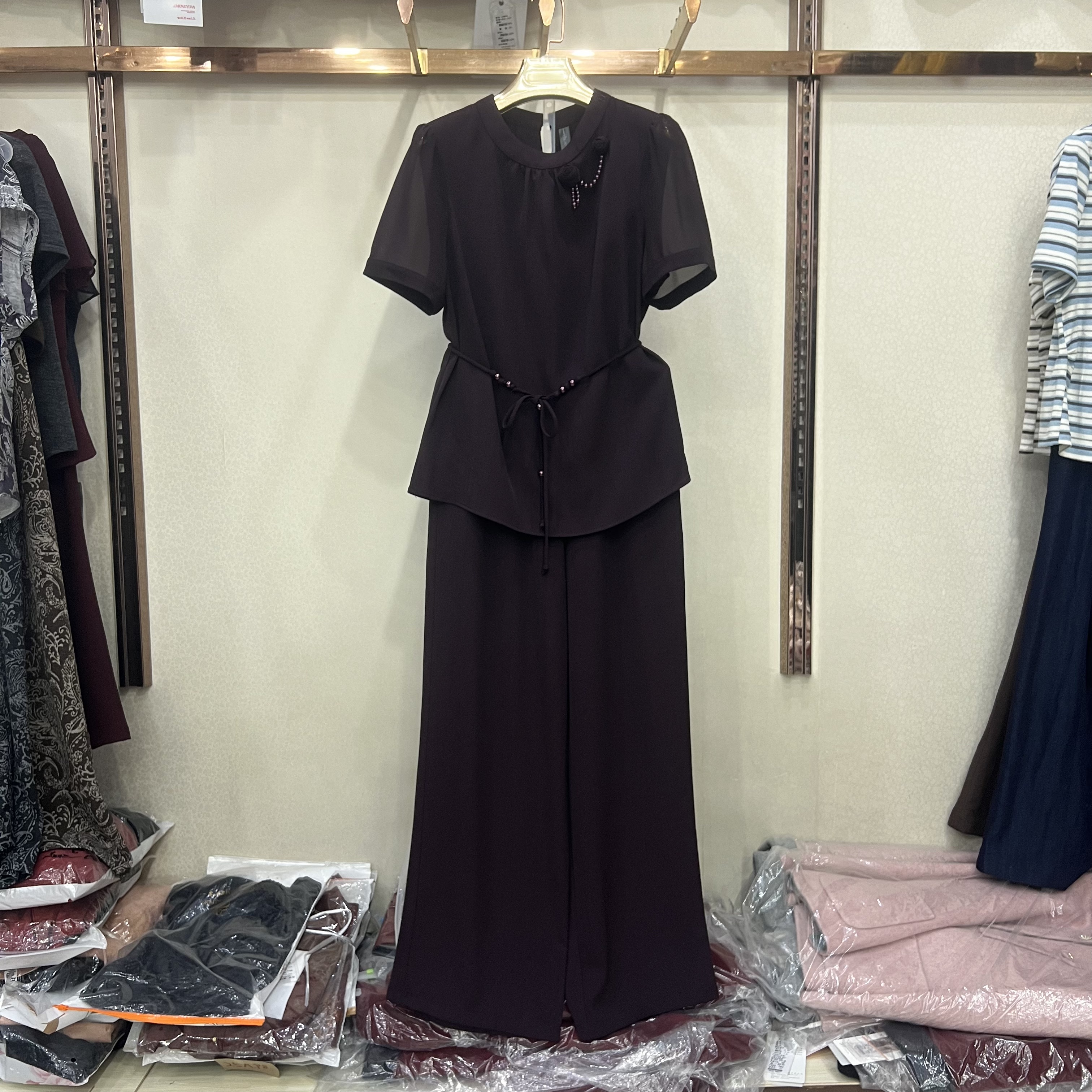依菲2026A-652专柜正品夏季新款时尚休闲衬衣+直筒裤气质套装女潮