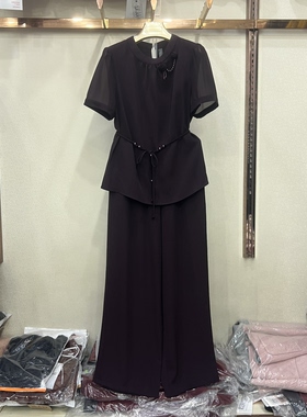 依菲2026A-652专柜正品夏季新款时尚休闲衬衣+直筒裤气质套装女潮
