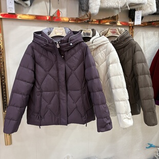 中老年女冬季 冬新时尚 保暖连帽白鸭绒外套 9903专柜正品 依菲2025B