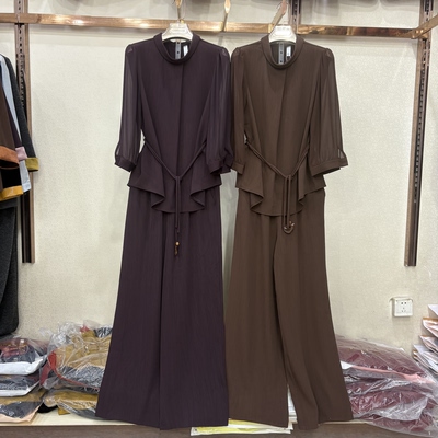 商场同款86032春新中袖上衣+垂感直筒裤中年女装洋气减龄职场套装