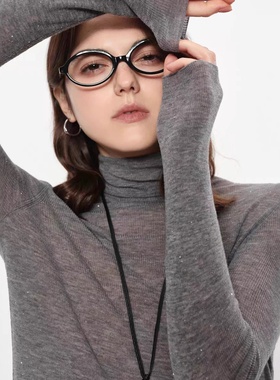 “星空打底”100chao细水溶珠片羊毛轻薄舒适高领针织打底衫女