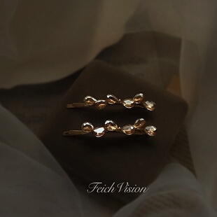 FEICH跨境高品闪亮仿水晶一字夹 碎发夹子长短发通用甜美气质发饰